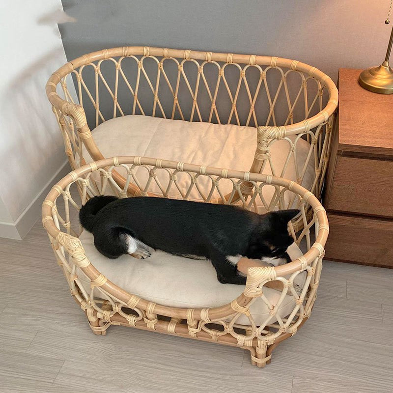 Handmade Rattan Woven Dog Bed
